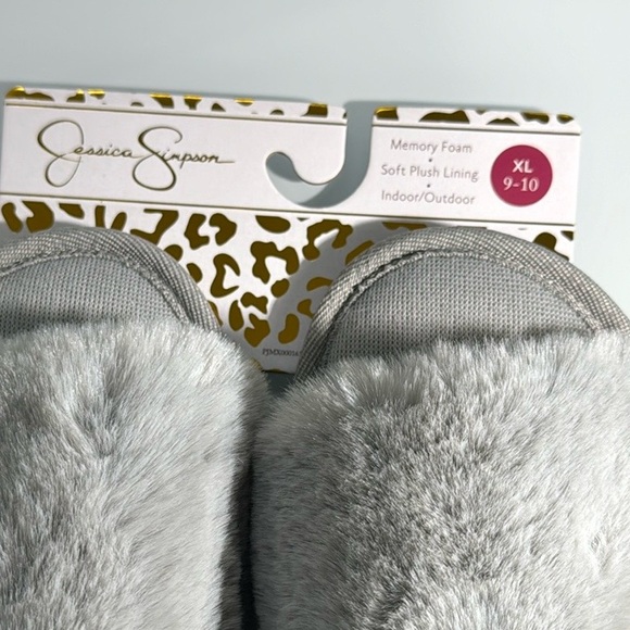 Jessica Simpson memory foam fuzzy open toe slippers 9/10 - Picture 6 of 9